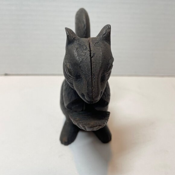 Vintage Cast Iron Black Squirrel Nutcracker Rustic Home Decor Collectible 5" Tal - Picture 3 of 9